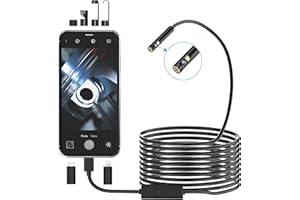 BUICXJKZ HD Dual Lens Snake Endoskopkamera mit Licht - Wasserdicht IP67, 1920 * 1440P HD, 8 LEDs, 5m Kabel für Android & iOS Tablet, iPhone, iPad, Samsung