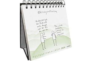 @kriegundfreitag Postkartenkalender 2024: Wochenkalender mit philosophischen, intelligenten und humorvollen Cartoons