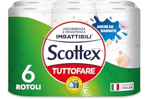 Scottex Tutto Fare, Carta Da Cucina, Morbida e Resistente, Ultra assorbente, Con Carta certificata FSC, 6 Maxi Rotoli