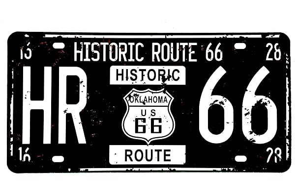 DiiliHiiri Plaque de Route 66 d'Immatriculation de Voiture Américaine Vintage Panneau Décoration Rétro pour Bar Pub Cafétéria Grotte Homme Garage ou Atelier - 30 x 15 cm (2651-37)