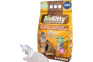 BioKitty Clumping Cat Litter, Highly Absorbent Natural Mineral Bentonite Cat Sand Litter, Scented Long Lasting Odour Control Cat Litter, Cat Litter Clumping, 10L (Baby Powder)
