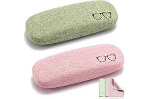 Guoxintech 2pcs Hard Shell Eyeglasses Case, Glasses Case For Women, Glasses Cases For Men, Spectacles Case, Sunglasses Case, Hard Glasses Case, Glass Case,for Glasses Storage(Pink and Green)