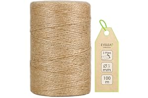 EYELEAF Jute Band 2-3mm Dicke,Bindegarn,Gartenschnur, Bastelschnur Kordel Rolle mit 100m,100% Jutegarn Naturfarbe