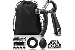 OGRMAR 5 Pack Hand Grip Strengthener Kit, Forearm Trainer Workout, Adjustable Resistance Hand Gripper with Counter, Finger Exerciser, Finger Stretcher, Grip Ring and Stress Relief Ball for Recovery Athletes