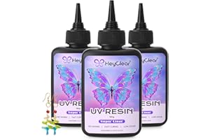 HeyClear 300g UV Resin kit with Casting Tools -Crystal Clear, Hard, Low Odor, Premixed UV Epoxy Fast Curing for Beginners Jewellery Making, DIY Crafts, Mould Resina Art