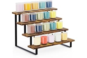 ELITEROO 4 Tier Wooden Display Rack, Portable Products Display Stand, 4 Step Straight Display Shelves for Retail Table Top, Counter Top, Craft Shows, Farmers Market, Tradeshows, Vendors