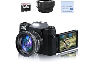 OKA GUTE QUALITÄT Fotocamera digitale 4K 16X zoom digitale 48MP con grandangolo + lente macro 32G scheda 3.0" fotocamera compatta fotocamera fotografica 180° flip schermo, per anziani principianti