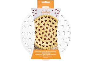 Decora, 0215801 Grille emporte-pièce pour Tarte au Design breveté, Fabriquée en Plastique, Idéale pour décorer la Tarte avec Un Motif en Forme de cœur, Diamètre Ø 30 cm, Fabriquée en Italie.