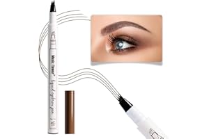 Music Flower Eyebrow Pencil, Reddish Brown Brow Pencil, Waterproof Brow Pen with 4 Micro-Fork Tip, Smudgeproof Fine Sketch Long Lasting Pen