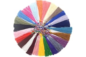 VAPKER 100 Pieces 13cm/5-Inch Silky Handmade Soft Tassels Floss Bookmark Tassels with 2-Inch Cord Loop for Jewelry Making, DIY Projects, Bookmarks(25 Colors)
