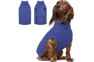 Queenmore Pull Chien Moyen, Design Classique Pull Noel Chien, Vetement Chien pour Teckel, Bichon Frisé, Jack Russell, Lévrier (Bleu, M)
