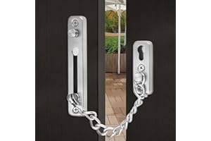 GEU Safety Chain Door Lock 304 Stainless Steel Internal Latch Chain Security Chain Lock with 4 Screws & Spring Heavy Duty Anti-Theft Restrictor for Home Hotel Living UPVC Front Door Apartment(Silver)
