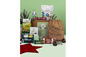 VEGANBOX GET INSPIRED Vegan Box Weihnachtsbeutel gefüllt mit leckeren veganen Naschereien, Ausgewählte Produkte für die Weihnachtszeit, Nikolaustüte, Geschenktüte