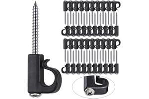BeneLabel 40pcs Christmas Light Hook Screw-in Hanger for Outdoor Garden Hanging Plant, String Wire, Cups, Kitchen Utensils, 4.8cm / 26lbs, Black