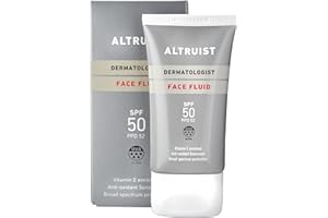 Altruist Dermatologist Sunscreen Fluid SPF – Superior 5star UVA face protection by Dr Andrew Birnie premium antioxidant, White, Unscented, 50 millilitre