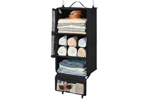 GRANNY SAYS Organizador de Viaje Colgante de 3 estantes, estantes Colgantes portátiles de Viaje, Cubos de Embalaje Colgantes para Almacenamiento, Organizador de Ropa Colgante de compresión, Negro