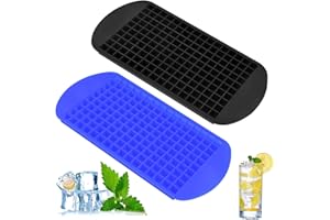 AvoDovA 2 x silikonowe tace na kostki lodu, 160 bloków lodu, kwadratowe tace na kostki lodu na 160 mini kostek lodu, bez BPA, do galaretki, soku mlecznego, koktajli, whisky, 2 szt