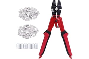 IDEAL SWAN Crimpadora para cable acero Alicate crimpado de cuerda de alambre 2,2 mm engarzadora alicate crimpar tenazas corte herramienta crimpado manual para líneas de pesca, con 100pcs virolas de aluminio