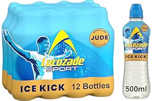 Lucozade Sport Ice Kick, Jude Bellingham Edition, 500ml (Pack of 12), Isotonic sports drink with electrolytes and vitamin B3 | Still | Bursting with flavour