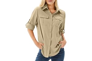 WINEBOX Women's UPF 50 Shirts Long Sleeve Sun Protection UV Quick Dry Casual Outdoor Safari Walking Fishing Hiking Travel Shirts