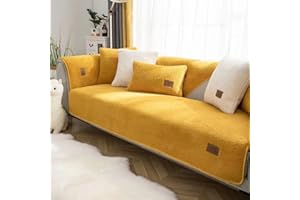 Gluhbirnen Sherpa Fleece Sofa Couch Cover, Fuzzy Couch Cover, Universal Non Slip L Shape Couch Cushion Cover, Washable Sofa Protector, Yellow, 70 * 120CM