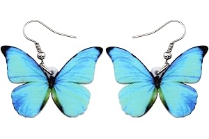 LONYOO Boucles d'oreilles Papillon en Acrylique Pendants d'oreilles Printemps été Bijoux Papillon Cadeaux pour Femme Filles Charms