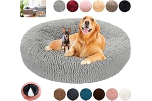 KZhanmy Panier Chien Rond Dehoussable,Grande Taille Apaisant Chien Coussin Lavable Anti-dérapant Anti Strss,Lit Chien Moelleux en Doux,Grand et Moyenne Tapis,12 Couleurs