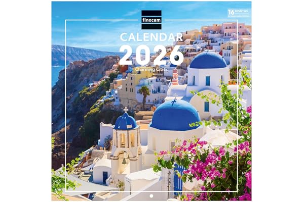 Finocam – Calendrier mural 2026 30 x 30 cm 1 Mois par page Janvier – Décembre 2026 + Sept.-Déc. 2025 (4 mois) réduits | Calendrier 2026 | Images Charming – International