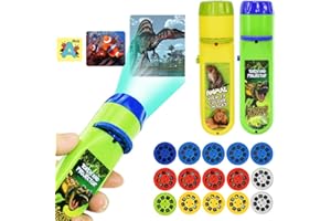 HahaGo Torch Projector Projektionsbeleuchtung Story Torches Light Toy Slide Lampe Pädagogisches Lernen Schlafenszeit Nachtlicht für Kind(120 Bilder,5 Themen,Dinosaurier+Ozean+Tier+Weltraum+Buchstaben)