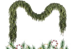 GENIKEER Guirnalda de cedro de Navidad, guirnalda de pino de cedro para puerta de invierno, decoraciones de Navidad, suministros de fiesta para interiores y exteriores, sala de estar, chimenea, chimenea