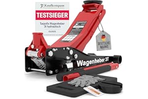 ‎TARPOFIX Tarpofix® Wagenheber 3t hydraulisch (75-505mm Hubhöhe) | Premium Hydraulik Rangierwagenheber 3t mit Doppelzylinder | 3000kg Wagenheber flach für SUV & tiefergelegte Autos | Hydraulik Rangierwagenheber
