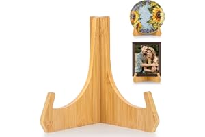 ANBOXIT Tellerständer zur Aufsteller, 8 Zoll Tellerhalter, Bambus Fotoaufsteller Bilderrahmen Ständer, Tisch Mini Staffelei, Dekorative Ständer & Stützen für Platten, Bücher, und Plaketten (1 Stück)