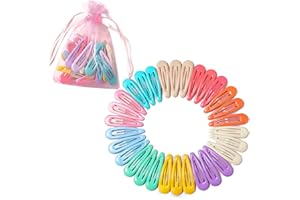 XOKL 30pcs Snap Hair Clips, Candy Color Snap Hair Clips for Girls Non-Slip Metal Hair Clip Barrette Hair Clips Metal Snap Hair Clips Girls Hair Clips for Fine Hair(10 Assorted Colors)