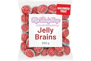 MyCandyShop Jelly Brains Sweets 500g - Jelly Filled Sweets - Fruity Flavour - Soft Gummy & Foamy Texture - Fun Halloween Candies