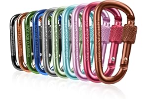 Luabue 10 Stück Karabiner mit Schraubverschluss Karabiner Schlüsselanhänger Klein Karabinerhaken Aluminium Bunt Schraubkarabiner für Camping Angeln Wandern und Reisen