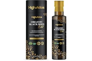 HIGHATLAS Black Seed Oil, 250ML Cold Pressed Organic, Nigella Sativa Black Cumin Seed Oil with High Thymoquinone, Omega Rich for Hair, Skin, Joints, Immunity – Non GMO, Vegan, Kalonji Oil