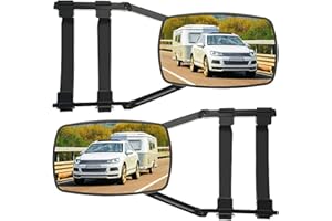 TKSE Espejos de remolque, 2 piezas de espejos universales para caravana, espejo de remolque de brazo largo ancho, espejo de esquina muerta ajustable para caravana