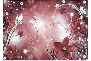 Runa Art Papier peint intissé Résumé fleur 352 x 250 cm Toison Mur XXL Tableaux Muraux Tapisserie Photo Décoration Murale Salon Chambre rouge 9205011c