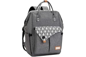 Lekebaby Sacs à dos à Langer Bebe Maternite avec Matelas à Langer, Sac a Langer a Dos Imperméable, Motif Flèche, Gris