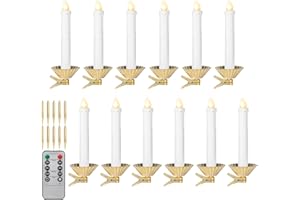 Art Beauty 12pcs LED Candles Clips and Stakes 15cm with Timer Remote Control for Christmas Tree Wreath Table Centerpieces Candle