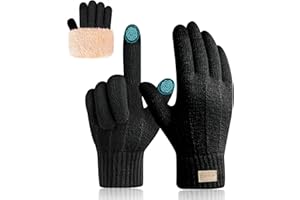 CAOZITOU Womens Winter Gloves,Thermal Touch Screen Knitted Gloves with Soft Lining for Walking Running Skiing Outdoor