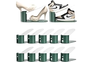 NIUQIGE Juego de 10 Organizadores de Zapatos, 2 Soporte de Zapato Ajustable en Altura, Zapatero Simple, Adecuado para Mujeres y Hombres, Ahorra Espacio