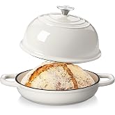 Velaze Cast Iron Pot 4.8L &ndash; Round Enamelled and Non-Stick Dutch Casserole &Oslash;24cm with Lid &ndash; for Bread, Baking and Induction (B