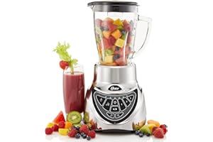 Oster Aliado Frullatore, 900 W, 3 Velocità + Funzioni programmate, Lama 6 Punte Acciaio Inox, Bicchiere in Vetro Borosilicato da 1.5 L con Dosatore, All Metal Drive, Motore reversibile