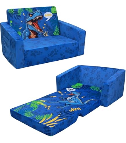 Divano Letto Pieghevole Per Bambini Pro Cosmo - Con Materasso E Cuscino | Verde Animali Della Giungla - Foto 8