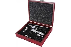 YUKNEES Korkenzieher Wein Set Weinöffner Set mit Geschenkbox Folienschneider und Flaschenöffner Corkscrew,Tropfring,Weinverschluss Screwpull Korkenzieher Wein Zubehör Geschenk-set für Männer