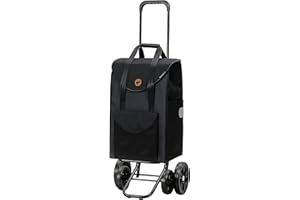 Andersen Carrello portaspesa Quattro Acciaio Altezza Regolabile con Ruota Ø 15 e 20 cm e 49 Litri Borsa Senta Nero