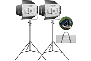 ‎GODOX Godox Litemons LP600Bi-K2 panel oświetleniowy LED, dwukolorowy / APP Control,2 sztuki 60 W Studio Photography Lighting W/Barndoor, 2800K -6500 K, tryb FX, 360°, obrotowy / CRI 96+ TLCI 96+, w zestawie