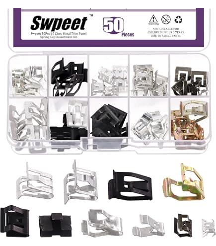Glarks Lot De 72 Pièces – Fixations U, Vis Et Boulons Rainurés Pour Voiture – Kit Complet 9 Tailles Pour Pare-chocs, Garde-boue Et Carrosserie