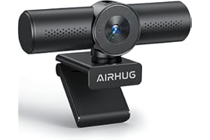 AIRHUG 2K Webcam with Noise Canceling Microphones, USB Web Cam for Computer and Laptop Plug & Play, Web Camera with Privacy Cover, 71°Wide-Angle,for Streaming and Conferencing